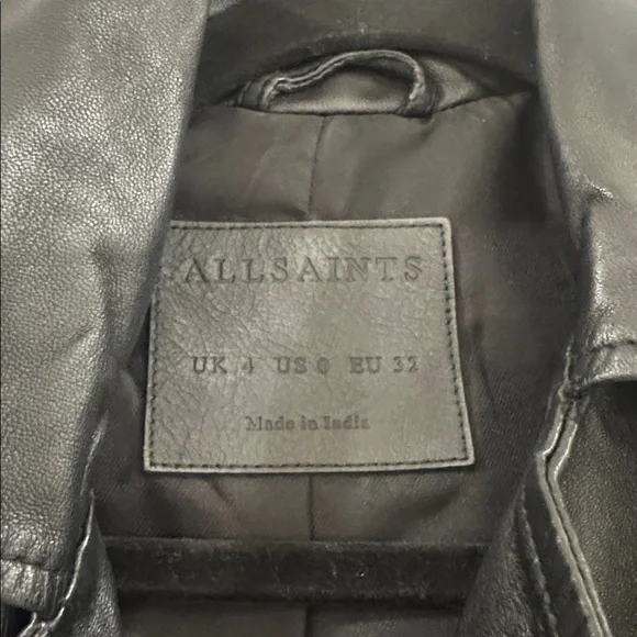 All Saints Black Leather Moto Jacket - Picture 2 of 4